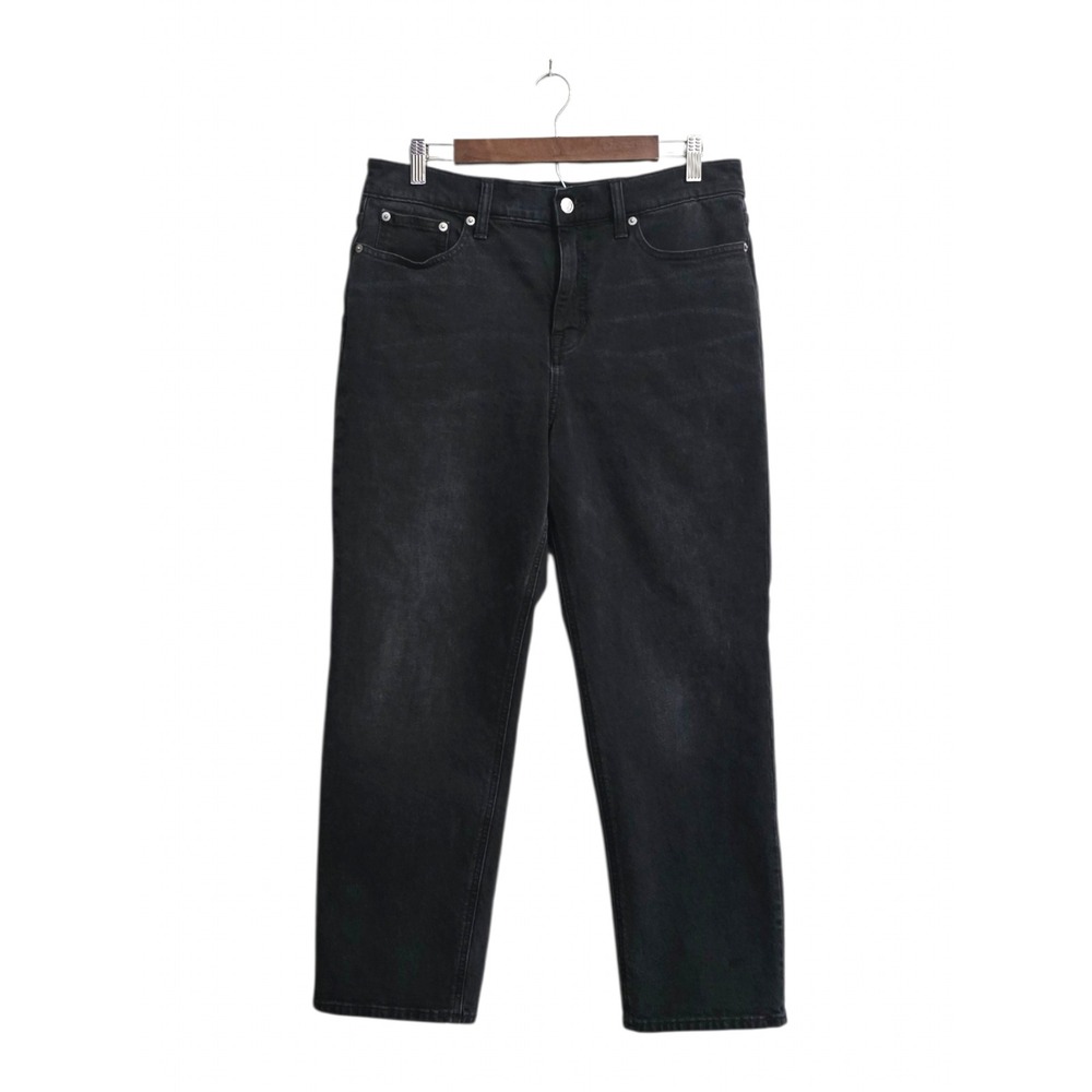 J. Crew High Rise 90s Classic Straight Leg Cropped Jeans In Charcoal Wash Sz 29